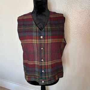 NWOT Vintage Reversible Plaid & Velvet Button Up Vest